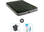 Intex Airbed - Letto Matrimoniale - 137 X 191 X 25 Cm - Verde - Pompa E Kit Di Riparazione