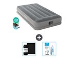 Intex Airbed - 1 Persona - 99 X 191 X 30 Cm - Grigio - Incluso Pompa - Lenzuolo E Kit Di Riparazione