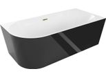 Mexen Mia Vasca Da Bagno Freestanding Angolare Destra 160 X 75 Cm, Bianco/Nero, Troppo Pieno Oro - 52691607575P-50