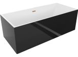Mexen Vigo Vasca Da Bagno Freestanding 178,5 X 80 Cm, Bianca/Nera, Troppopieno Rame Spazzolato - 51251788075-65
