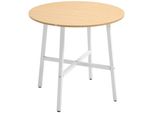 Homcom Tavolo Da Pranzo Tavolo Da Cucina Per 4 Persone, Tavolo Da Soggiorno Dal Design Moderno Per Sala Da Pranzo, Cucina, Acciaio, Legno Naturale, 80 X 80 X 76 Cm