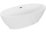 Mexen Bilbao Vasca Da Bagno Freestanding 180 X 90 Cm, Bianca, Troppo Pieno Gun Gray Spazzolato - 51311809000-66