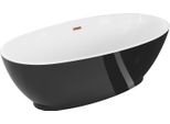 Mexen Bilbao Vasca Da Bagno Autonoma 180 X 90 Cm, Bianca/Nera, Troppo Pieno Rame Spazzolato - 51311809075-65