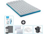 Materassino Da Campeggio Intex - 2 Persone - 127 X 193 X 24 Cm - Blu - Lenzuolo Incluso - Bacio - Pompa - Set Di Riparazione E Protezione Cuscini