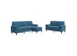 Vidaxl Set Di Divani A 3 Pezzi Con Cuscini E Imbottiture In Velluto Blu