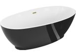 Mexen Bilbao Vasca Da Bagno Freestanding 180 X 90 Cm, Bianca/Nera, Troppopieno Oro Spazzolato - 51311809075-55