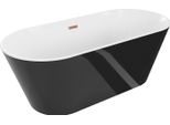 Mexen Flavia Vasca Da Bagno Indipendente 150 X 75 Cm, Bianca/Nera, Troppo Pieno Rame Spazzolato - 54031507575-65