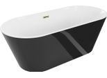 Mexen Flavia Vasca Da Bagno Autoportante 160 X 75 Cm, Bianca/Nera, Troppo-Pieno Dorato - 54031608075-50