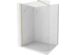 Mexen Kioto-R Parete Doccia Arrotondata Walk-In 140 X 200 Cm, Trasparente 8 Mm, Oro Spazzolato - 800-140-101-55-06