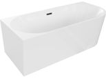 Mexen Mia Vasca Da Bagno Indipendente Angolare Sinistra 180 X 80 Cm, Bianca, Troppopieno Nero - 52691808000L-70
