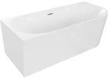 Mexen Mia Vasca Da Bagno Freestanding Angolare Sinistra 180 X 80 Cm, Bianca, Troppo Pieno Nichel Spazzolato - 52691808000L-97