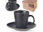 Tazza Da Espresso Orion Con Piattino In Ceramica Nero Tea Time 95 Ml