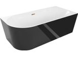 Mexen Mia Vasca Da Bagno Indipendente Angolare Destra 180 X 80 Cm, Bianca/Nera, Troppo Pieno Oro Rosa - 52691808075P-60