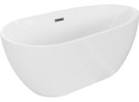 Mexen Eos Vasca Da Bagno Freestanding 170 X 75 Cm, Bianca, Troppopieno Grigio Canna Di Fucile Spazzolato - 52471707500-66