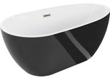 Mexen Eos Vasca Da Bagno Freestanding 170 X 75 Cm, Bianca/Nera, Troppo Pieno Dorato - 52471707575-50