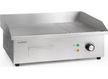 Klarstein Elektrogrill, Grillplatte, Elektrische Grillplatte, Tischgrill, Elektrogrill aus Edelstahl, Spritzschutz & Auffangbehälter, ⅔ Glatte & ⅓ Geriffelte XL Grillfläche: 54,5 x 35 cm, 3000 Watt