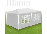 Tenda Gazebo Izrielar Con Pareti Laterali, Porta E Finestre Con Cerniera, Resistente Alle Intemperie, 3X6M Bianco