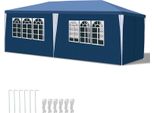 Tolletour Gazebo 3X6M Blu Con Pareti Laterali Tenda Party Protezione Uv Per Giardino Esterno Campeggio