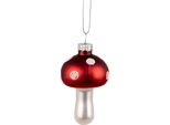 Ornamento Natalizio Di Clayre & Eef A Forma Di Fungo Ø 4X7 Cm In Vetro Bianco Rosso