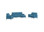 Syfax™ Set Di Divani 4 Pz Con Cuscini E Rinforzi Blu In Velluto