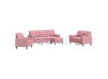 Syfax™ Set Di Divani 4 Pz Con Cuscini E Rinforzi Rosa In Velluto