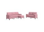 Syfax™ Set Di Divani 3 Pz Con Cuscini E Rinforzi Rosa In Velluto