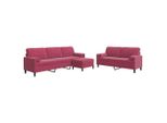 Syfax™ Set Di Divani 3 Pz Con Cuscini E Rinforzi Rosso Vino In Velluto