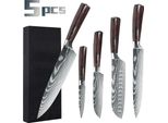 Set Di Coltelli Da Cucina, Acciaio Inossidabile 7CR17, Manico Ergonomico In Legno Pakka, 5 Pezzi