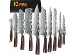 Set Di Coltelli Da Cucina, Acciaio Inossidabile 7CR17, Manico Ergonomico In Legno Pakka, 10 Pezzi