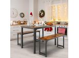 Tavolo Da Pranzo Con 2 Panche Set Da Pranzo Per Gruppo Di 3 110 X 70 Cm Tavolo Da Cucina Per 4 Persone Caffè + Nero
