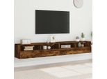 Syfax™ Mobili Tv Parete 2Pz Rovere Fumo 100X30X30 Cm Legno Multistrato