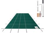 Succebuy Copertura Di Sicurezza Per Piscine Interrate Rettangolari (14 X 26 Piedi), Copertura Di Sicurezza In Solido Tessuto A Rete Con Fori Di Drenaggio, Copertura Invernale Per Piscine, Resistente Tessuto Verde