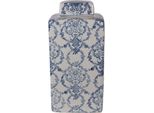Clayre & Eef Vaso Con Coperchio 15X15X31 Cm Vetroceramica Bianca Blu