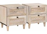 Syfax™ Armadio Da Notte Con Cassetto 2 Pcs Beige 40 X 33 X 46 Cm