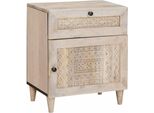 Syfax™ Armadio Da Notte Beige 50 X 33 X 60 Cm Legno Massello Di Acacia