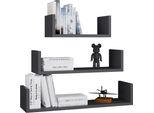 Mobi 3P Set Di 3 Mensole Sospese - Mensole Da Parete Moderne Antracite
