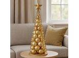 Albero Decorativo HWC-O91, Albero Di Natale Ornamentale Albero Di Natale Da Decorare, Metallo 90Cm ~ Color Oro