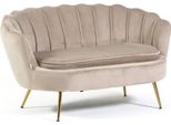Divano A 2 Posti In Velluto Con Gambe In Metallo Color Oro, Elegante Design A Conchiglia E Comfort Avvolgente Per Soggiorni, Camere Da Letto E Spazi Professionali - Perla