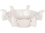 Clayre & Eef Decorazione Ciotola Coniglio 21X20X7 Cm In Vetroceramica Bianca