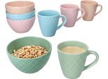 Mambocat Pastelli Set Di 8 Pezzi Di Ciotole E Tazze Con Motivo A Cialde Colorate