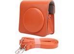 Custodia Protettiva Per Fotocamera, In Finto Cuoio, A Tracolla, Adatta Per Instax Square Sq1Orange
