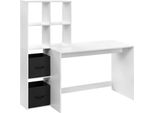 Scrivania Per Computer - Scrivania Con Libreria - Ripiani E Spazio Di Archiviazione - Truciolare - 140,5 X 134 X 50 Cm - Stile Moderno - Autoassemblaggio - Bianco