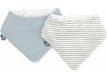 Domiva - Bavaglino, Bandana, Mussola, Blu, Vintage, A Righe, In Garza Di Cotone, 2 Pezzi