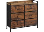 Cassettiera - Credenza/Armadio - 6 Cassetti In Tessuto - Per Soggiorno/Disimpegno/Camera Da Letto - Stile Moderno - Si Monta Da Solo - Marrone Vintage