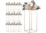 Succebuy Portafiori Da Matrimonio 250X250X600Mm, 10 Pezzi Portafiori, Portapiante Rettangolare In Metallo Color Oro Per Feste, Compleanni, Matrimoni E Decorazioni Da Tavola