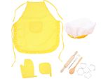 Set Da Gioco Di Ruolo Da 11 Pezzi, Costume Da Cucina, Grembiule, Cappello Da Cuoco, Guanto Da Forno, Tagliabiscotti, Set Da Pasticceria Per Bambini A Partire Dai 3 Anni (Giallo)