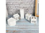 Casa Delle Bambole In Miniatura In Legno 1:12, Mobili Da Cucina Integrati, Casa Artigianale In Miniatura, Giocattolo, Bianco Mini