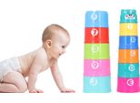 Set Di Tazze Impilabili Da 11 Pezzi, Colori Vivaci, Tazze Per Bambini, Educative Per Il Bagno