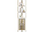 Costway Scaffale Angolare A 6 Livelli, Libreria Angolare Da 170 Cm Con Armadio, Ante E Struttura In Metallo, Libreria, Scaffale Portaoggetti, Bianco, 32X32X170 Cm