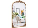 Costway Specchio Barocco Oro, 51 X 76 Cm, Specchio Da Parete Ad Arco Con Cornice In Metallo, Specchio Ad Arco Antico, Specchio Decorativo Per Camino, Soggiorno